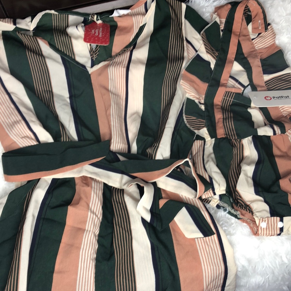 PAT PAT Mommy and Me striped short sets